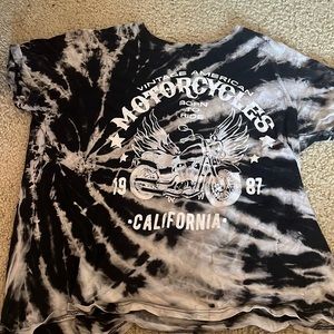 Tie dye oversized motorcycle short sleeve shirt